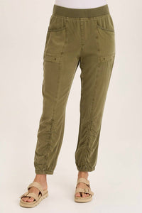 XCVI Squire Twill Banded Hem Casual Pants in kombu pigment - women's pants - view 4