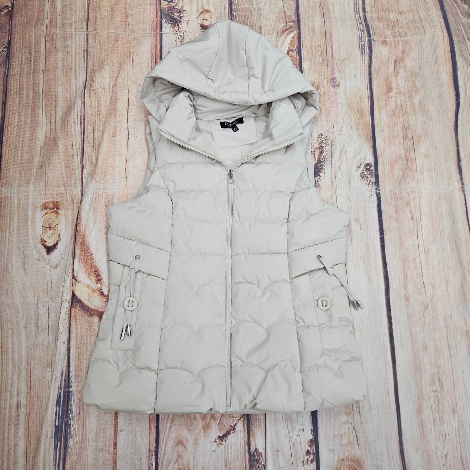 Papillon Women's Hoodee Puffer Vest in beige - women's jacket