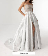 Rachel Allan - Jacquard Strapless A-line Prom Gown