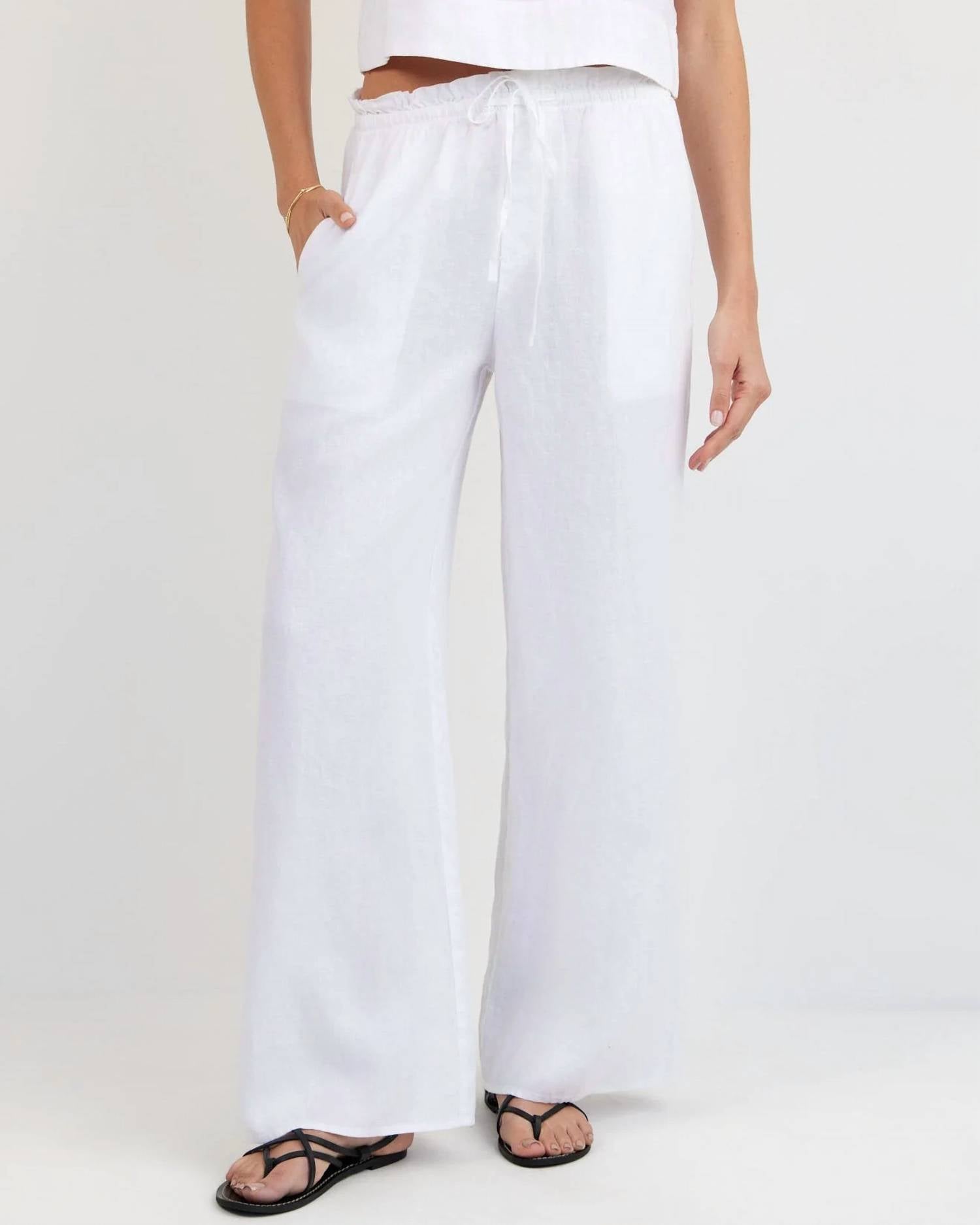 Bella Dahl - Women's Ruffle Waist Wide Leg Pant