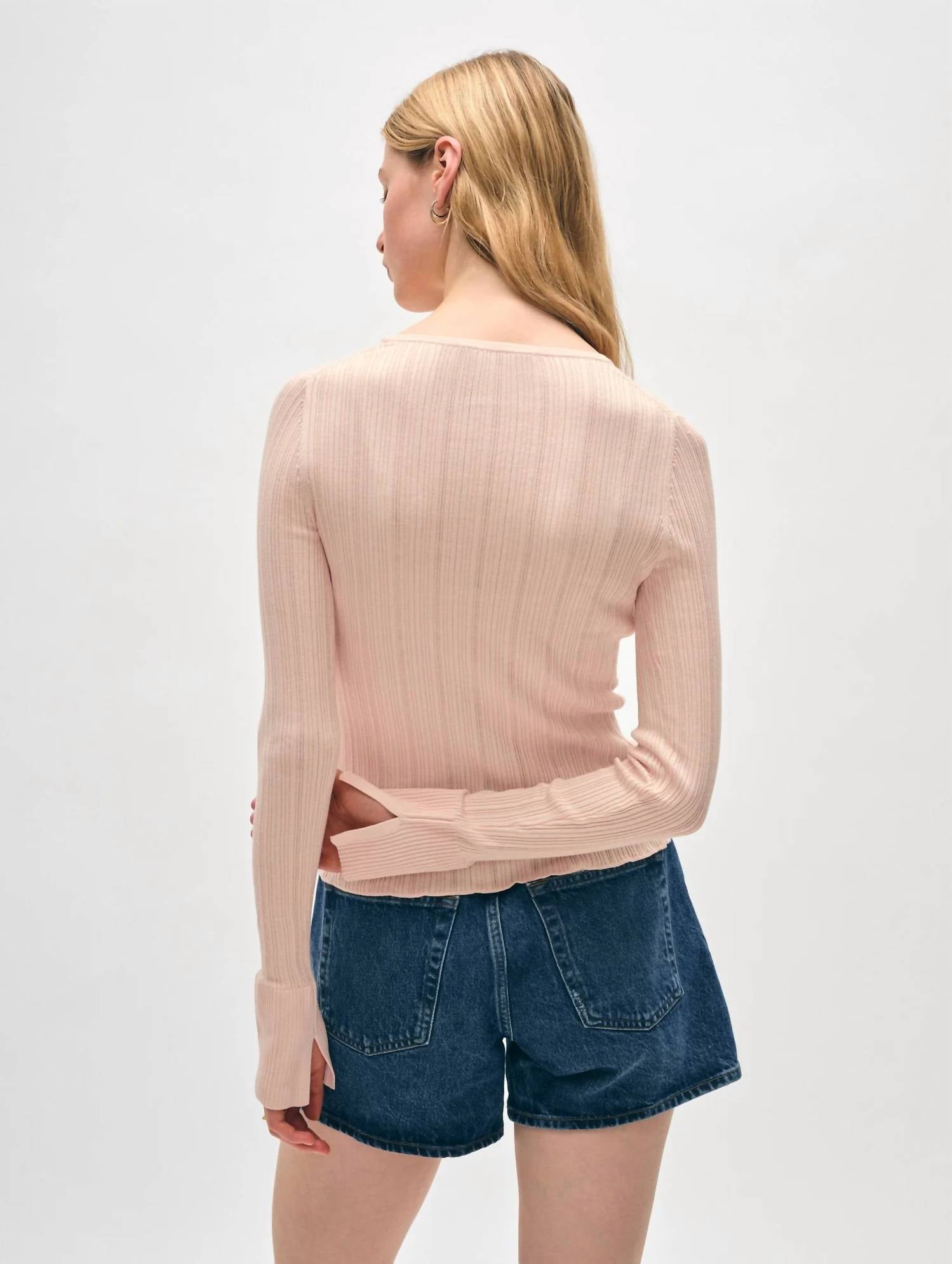 White + Warren - Superfine Organic Cotton Ribbed Wide Cuff Top