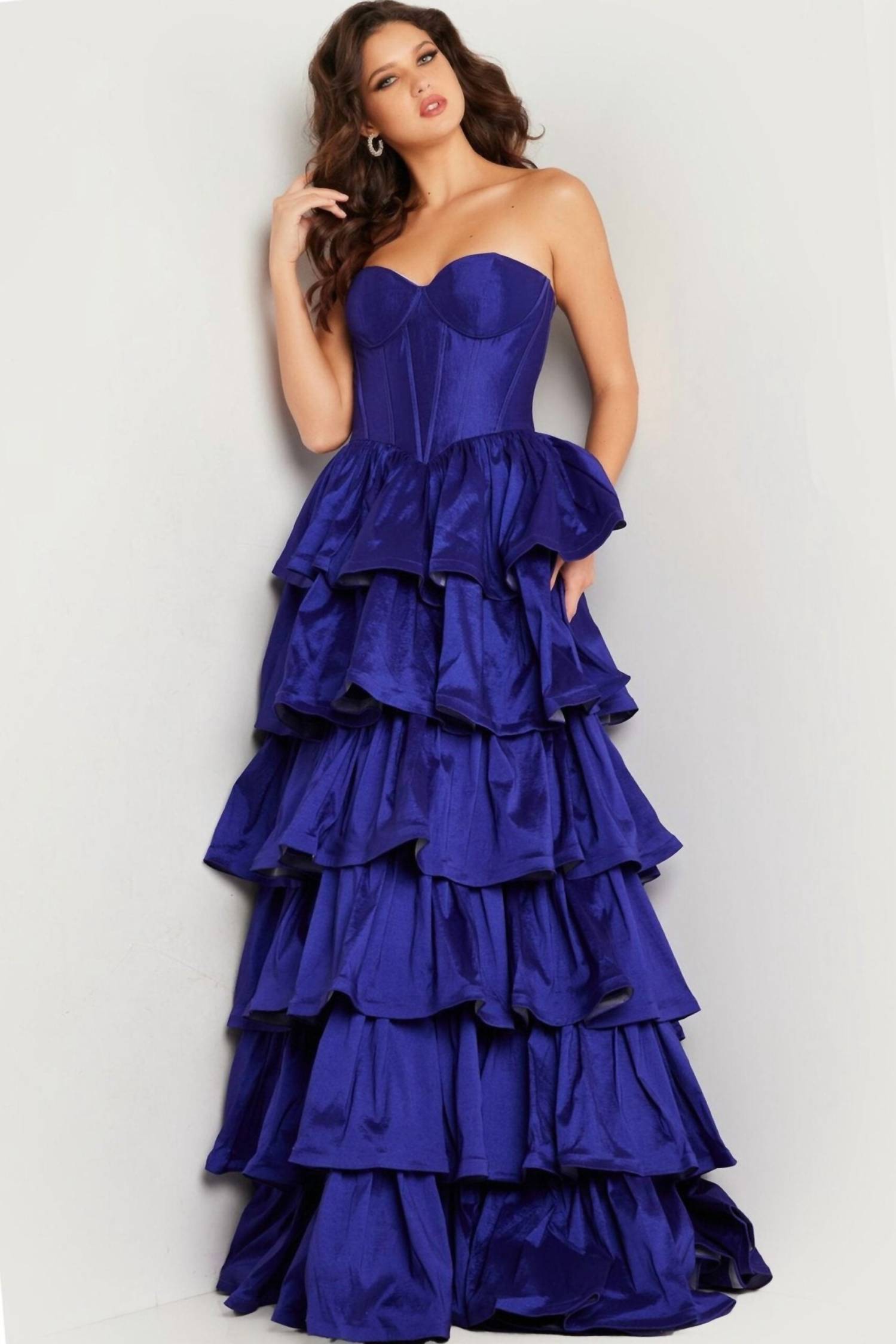 Jovani - Strapless Tiered Dress
