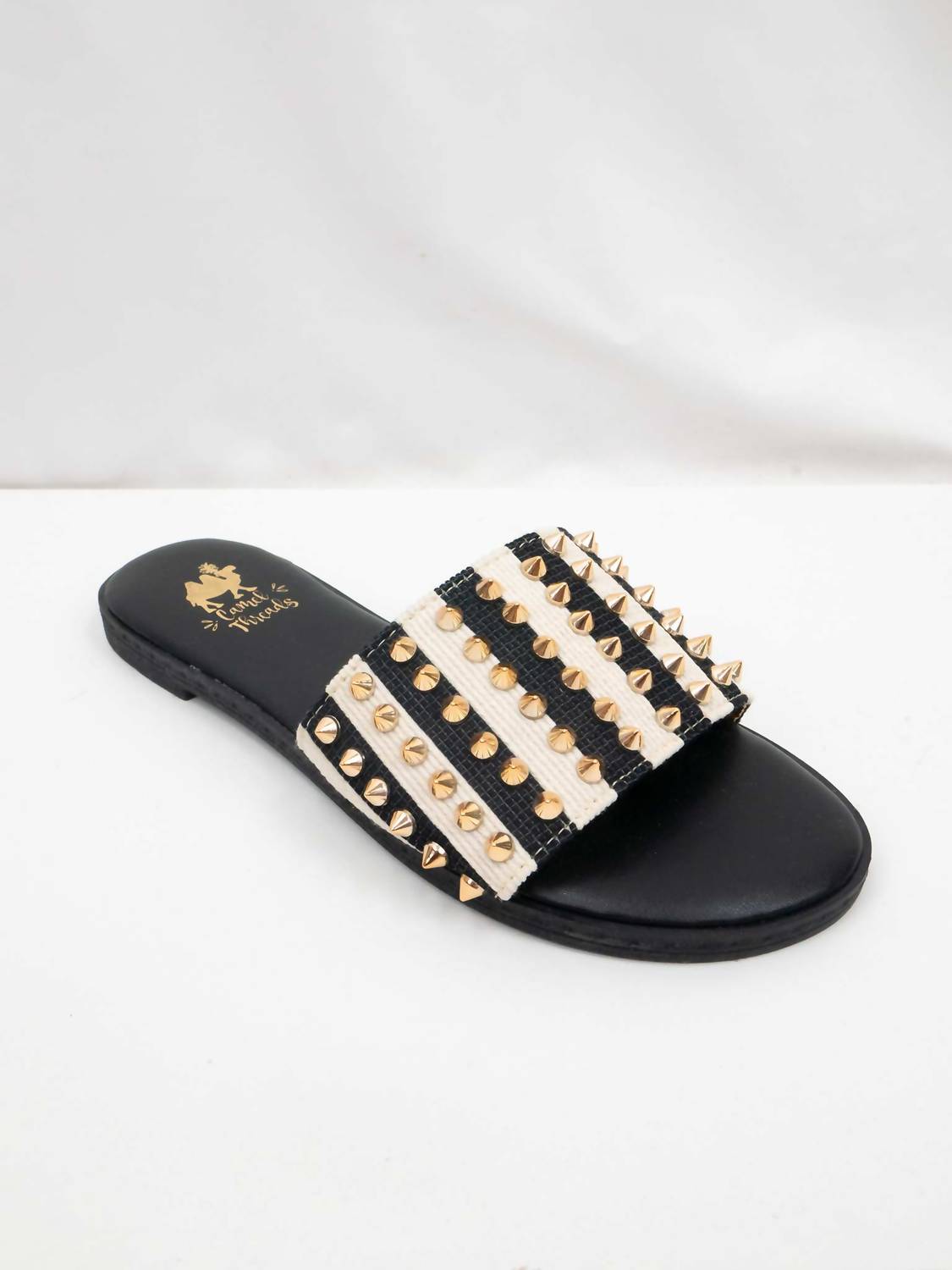 Camel Threads Women's Flirtini Sandal in black and white stripe - women's sandal