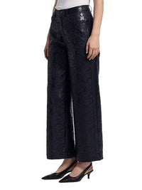 Cinq A Sept - Betsy Embroidered Faux Leather Wide-leg Pants