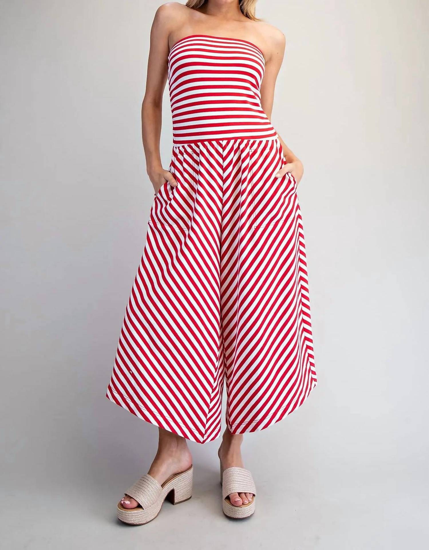 Ee:Some - Katherine Strapless Wide Leg Jumpsuit
