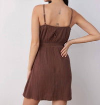 Bella Dahl Smocked Waist Mini Dress in java - women's dress - alternate view