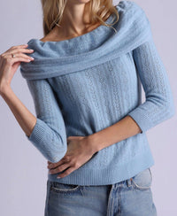 Minnie Rose - Cashmere Pointelle Off Shoulder Top