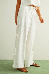 Miou Muse - Embroidery Side Tie Pants