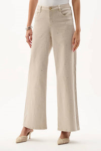 Joseph Ribkoff - Featherweave Denim Wide Leg Jeans With Rhinestones
