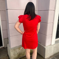 Ces Femme - Ruffle Sleeves Solid Tunic Dress