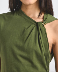 Derek Lam 10 Crosby - Nia Asymmetric Embellished Twist Tee