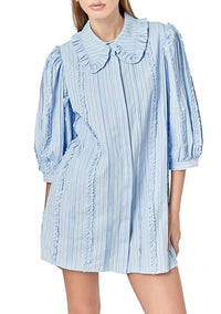 English Factory - Pintuck And Ruffle Detail Shirt Dress