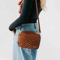 Pretty Simple Women's Coco Chevron Crossbody Bag in mocha - women's bag