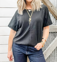 TRIBAL Reversible Short Sleeve Top in black - women's t-shirt