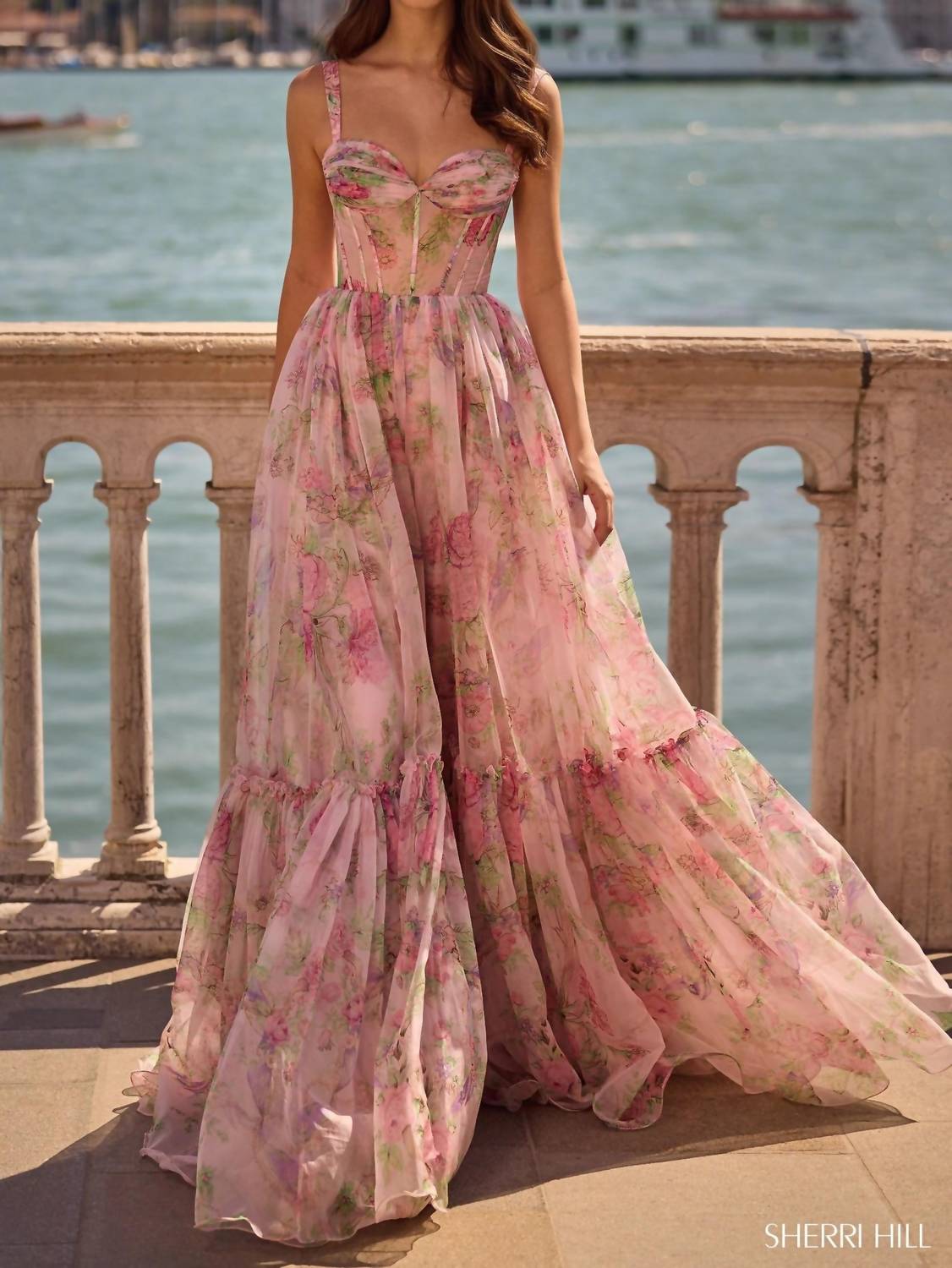 Sherri Hill Gorgeous Floral A-line Prom Dress in pink - women's dress