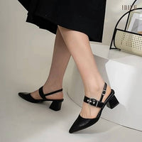Idifu - Women's Pointy Toe Buckle Heels
