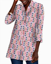 Nic + Zoe - Geo Dot long Crinkle shirt