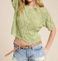 Mimosa - Baby Short Sleeve Pointell Knit Cardigan