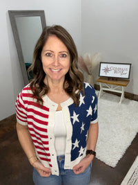 Adora - American Flag Button Front Sweater