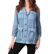 Oil Wash Hooded Button-Up Cardigan