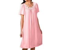 Shadowline Lingerie - Short Gown With Flower Petal Embroidery And Flutter Sleeves