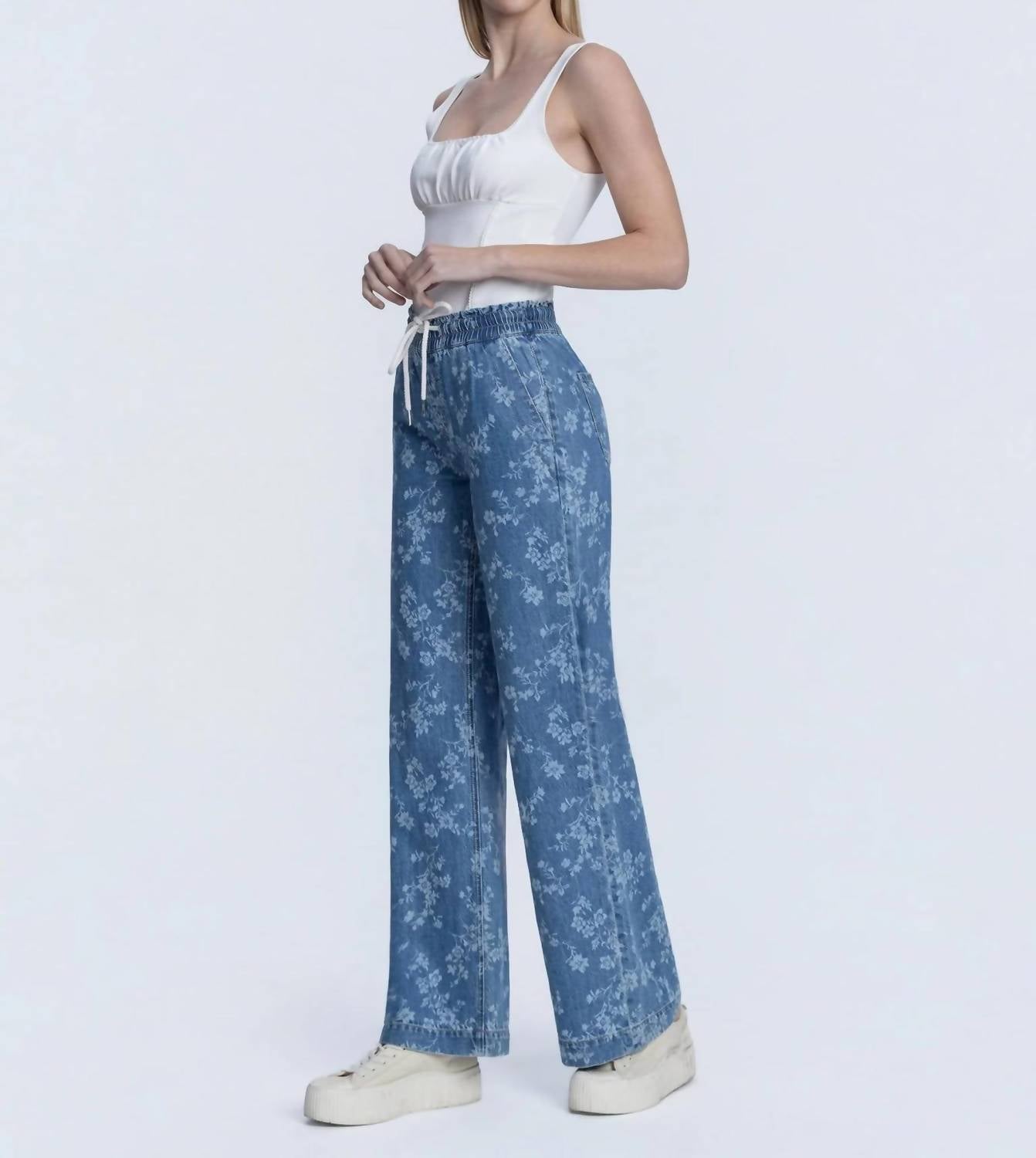 Vervet By Flying Monkey - High Rise Floral Baggy Wide Leg Jeans
