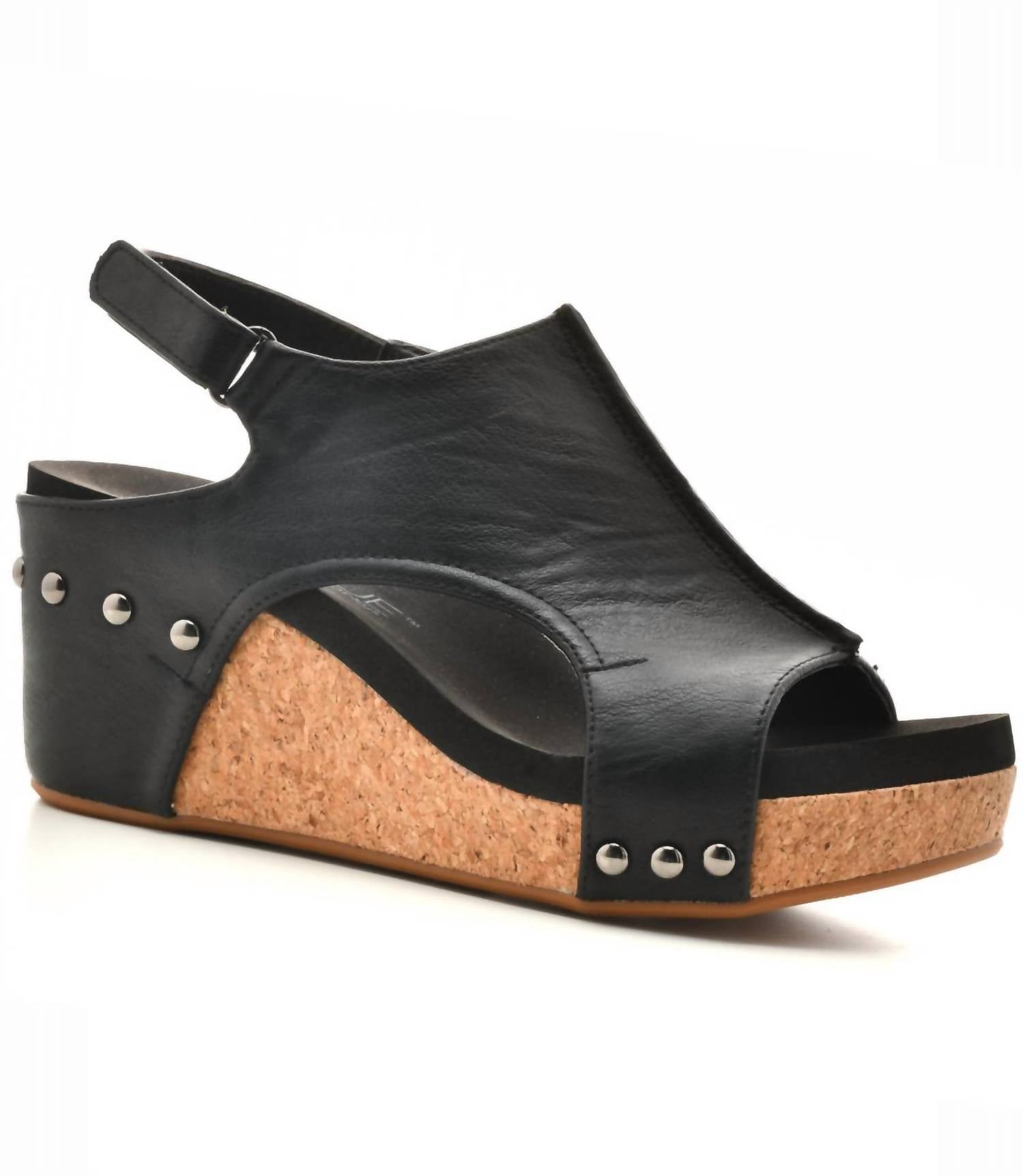 Corkys Footwear Women's Carley Sandals in black smooth - women's sandal - detail view