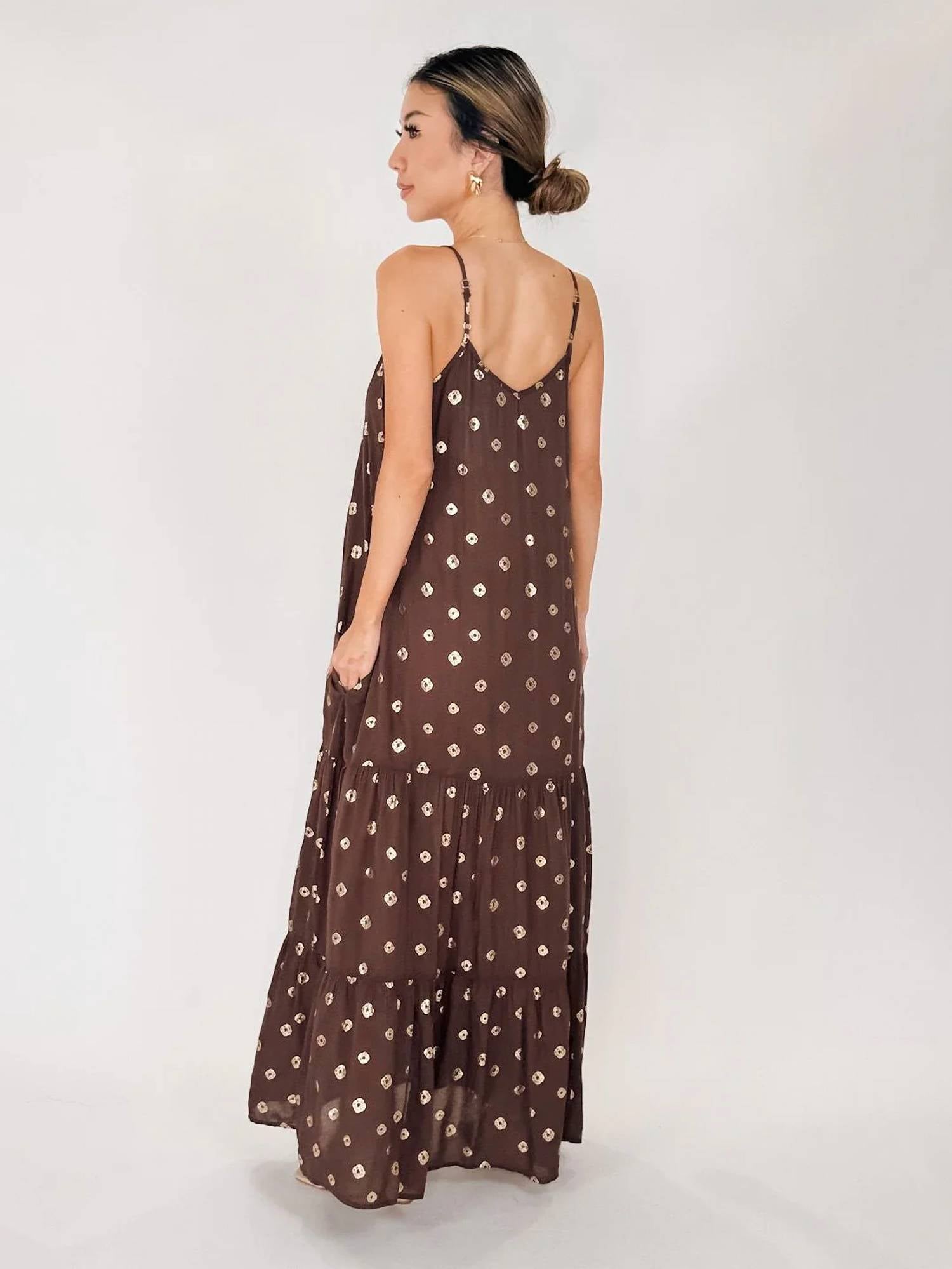 Elan - Tulum Tiered Spaghetti Strap Maxi Dress