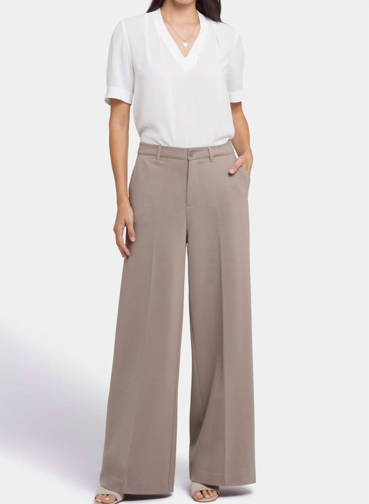 NYDJ Whitney Wide Leg Pants in saddlewood - women's pants