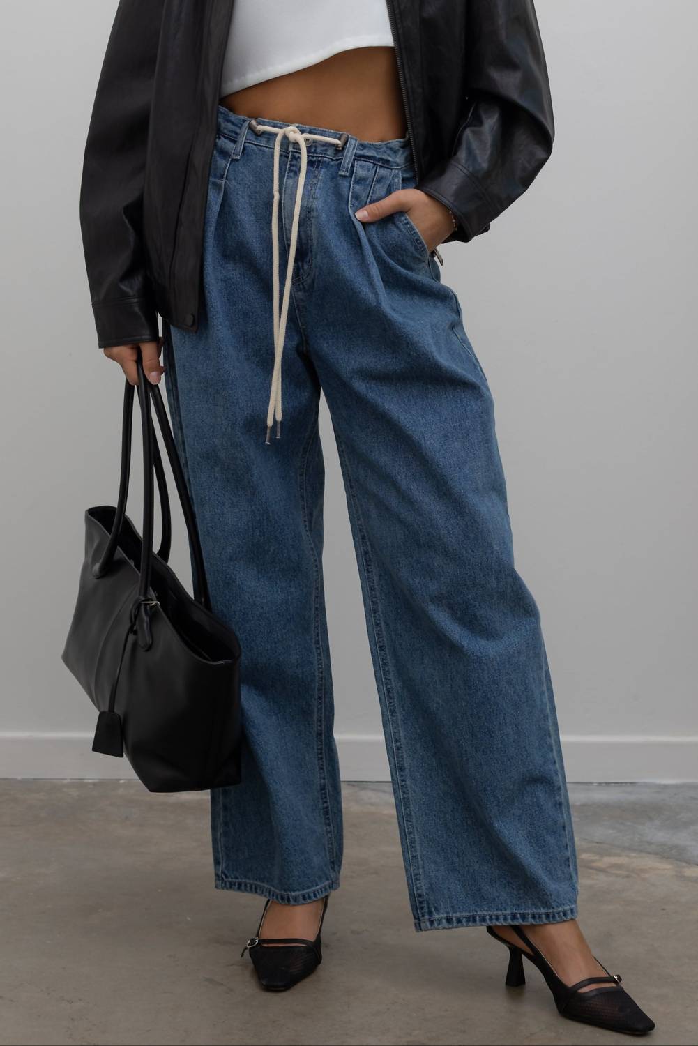 Collective - Pleated Drawstring Jeans