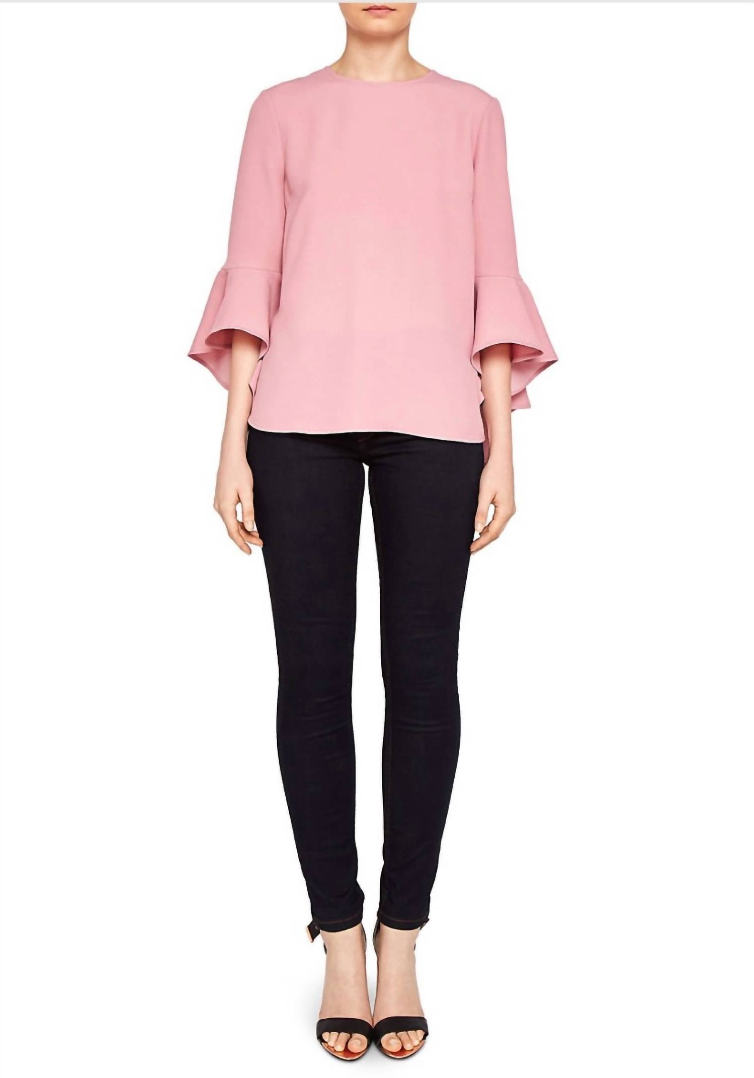 TED BAKER Juula Waterfall-sleeve Top in pink - women's blouse - alternate view