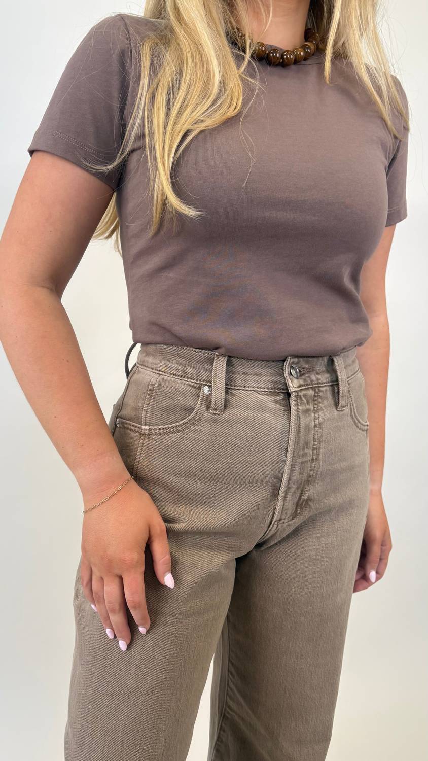 PISTOLA Alba Baby Tee Top in mink - women's t-shirt - alternate view