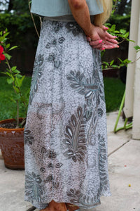 Palm Leaf Print Long Skirt