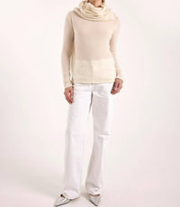 Brodie Cashmere Estelle Sparkle Hooded Cowl Neck Cashmere Jumper in ivory - women's long sleeve top - view 4
