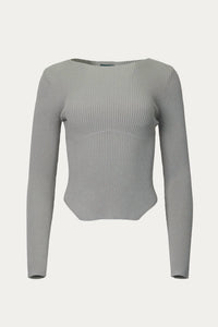 DOMO RIBBED VISCOSE-CREPE SWEATER TOP