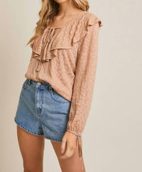 Gilli - Kyle Ruffle Detail Long Sleeve Top