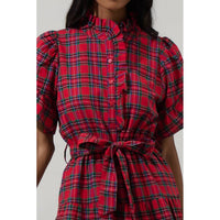 Sugarlips - Women's Arvada Plaid Cottonwood Ruffle Button Down Mini Dress