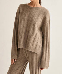 CRESCENT Kenny Ribbed Sweater With Scarf Lounge Set in beige - women's sleepwear - view 4