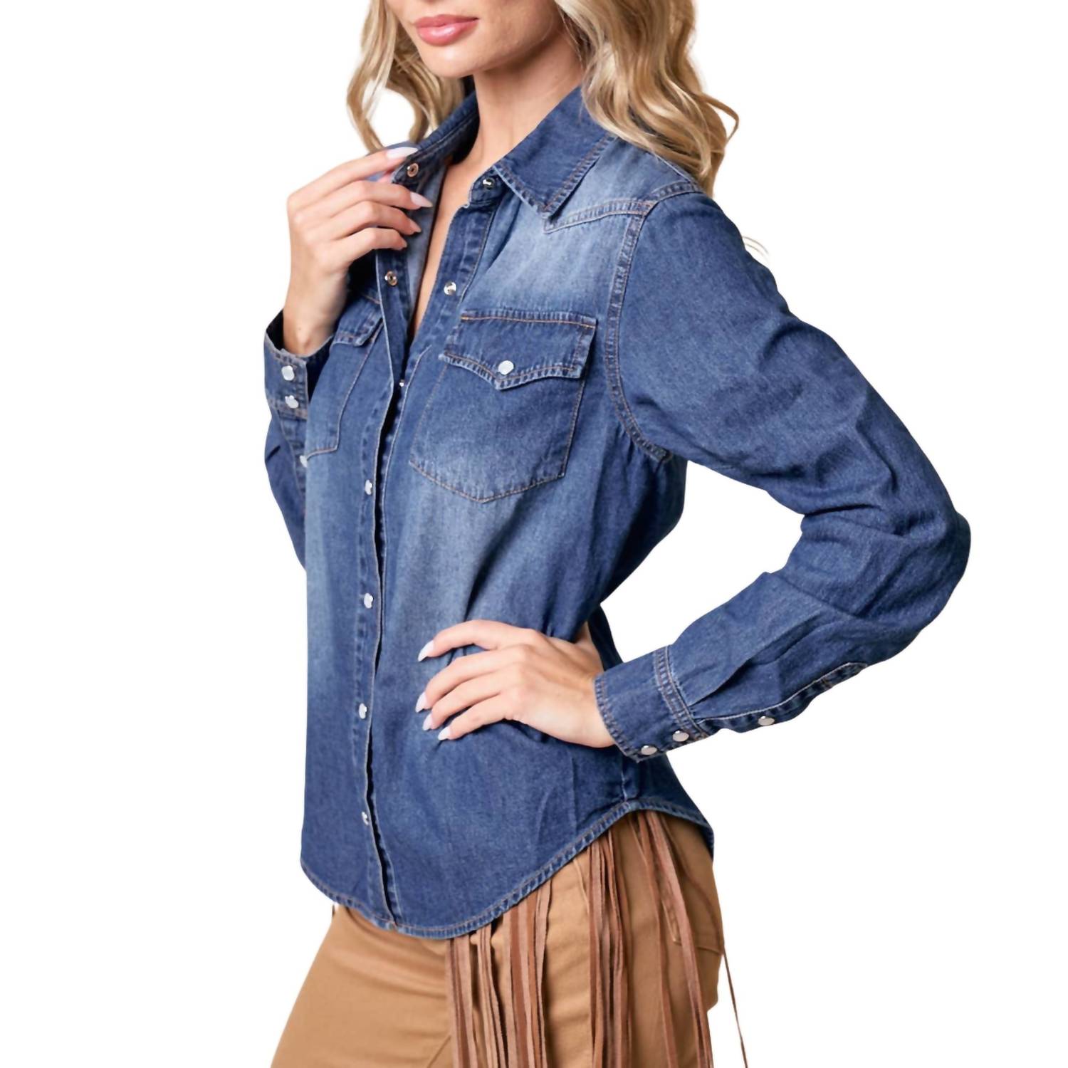 Saints & Hearts - Western Snap Button Denim Shirt