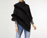 COCO + CARMEN Bellarose Poncho With Faux Fur in black - women's sweater