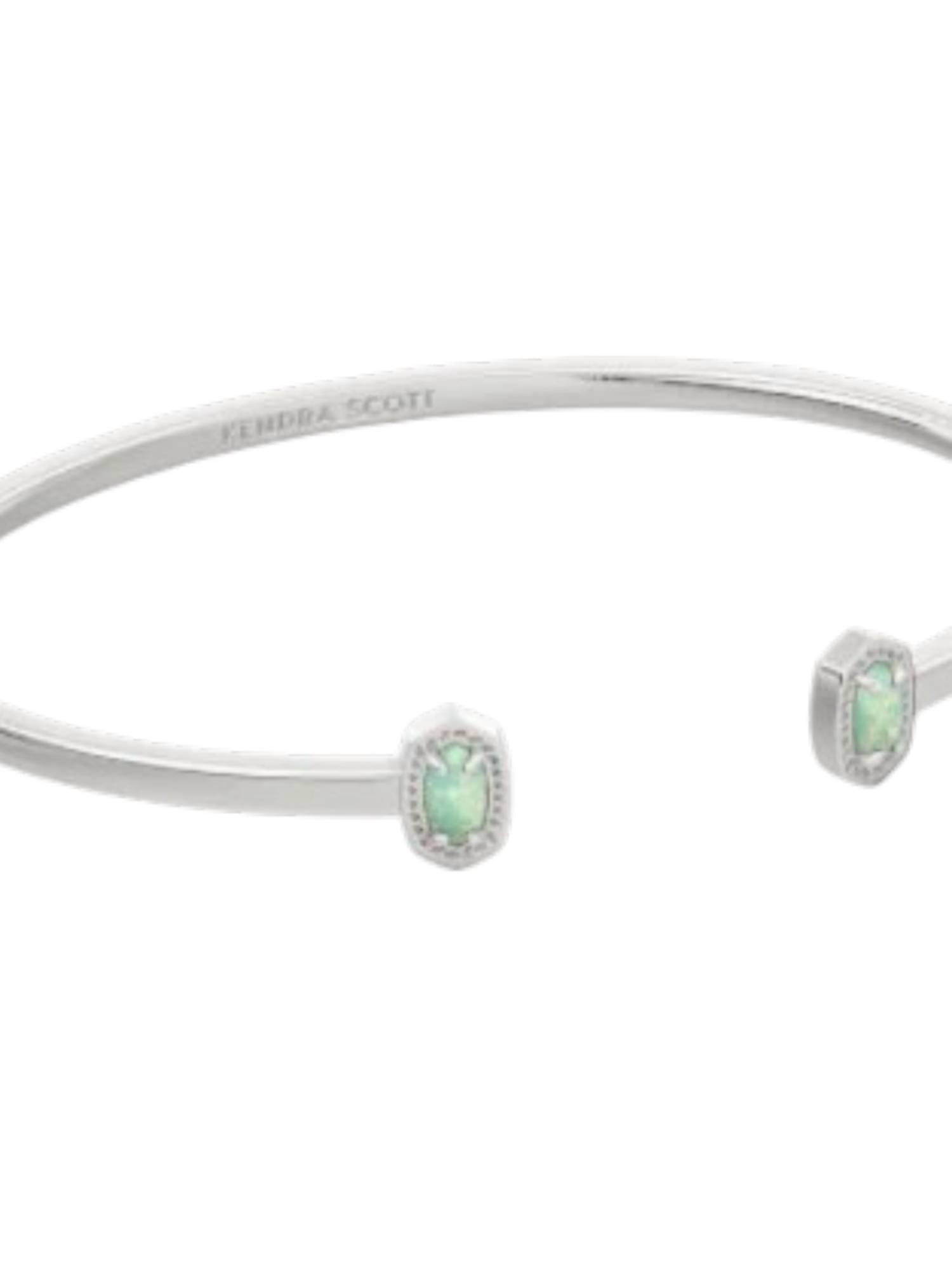 Kendra Scott Women's Mini Elton Cuff Bracelet in silver green opal - women's jewelry - detail view