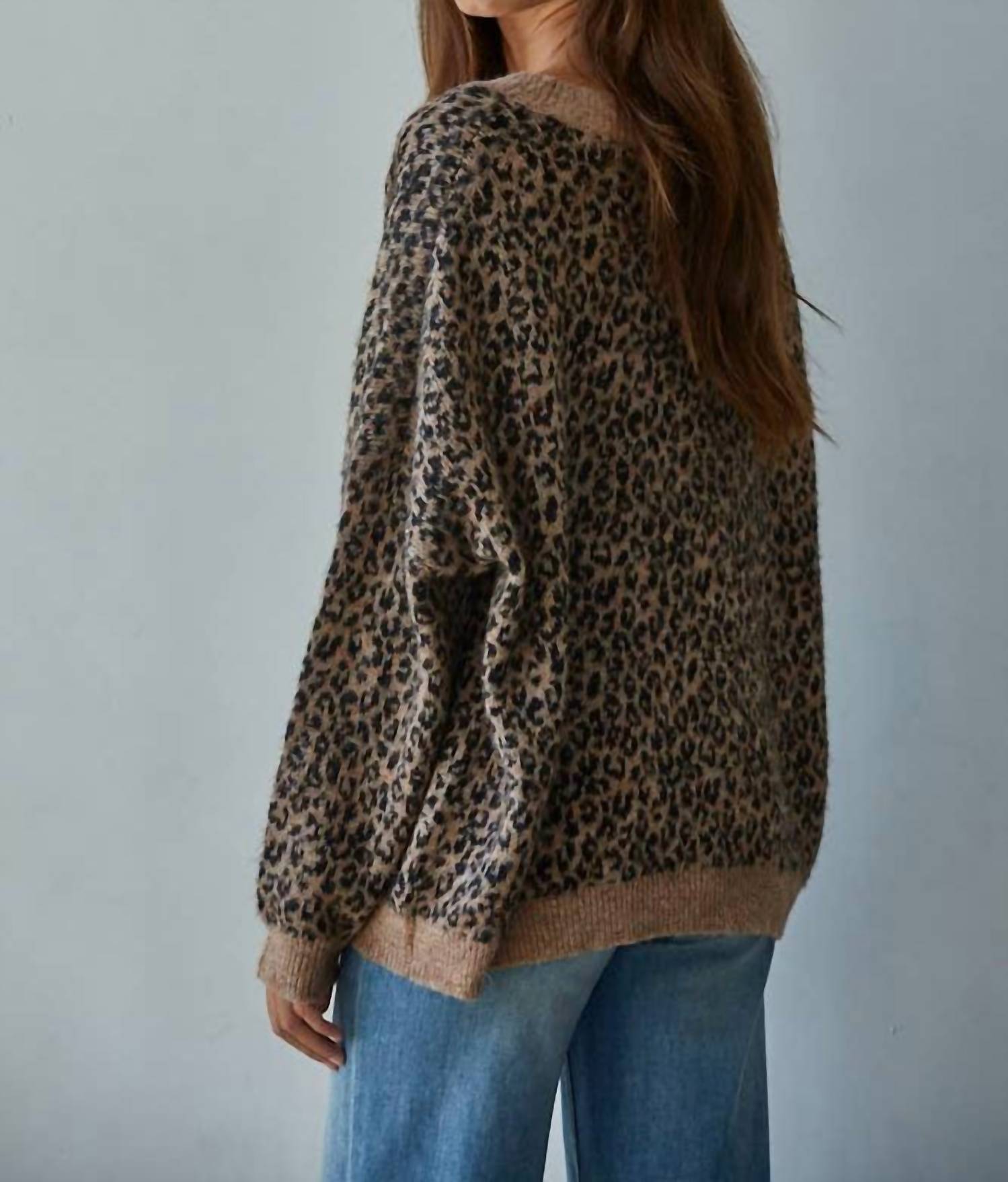 By Together - Leopard Knit Sweater Cardigan