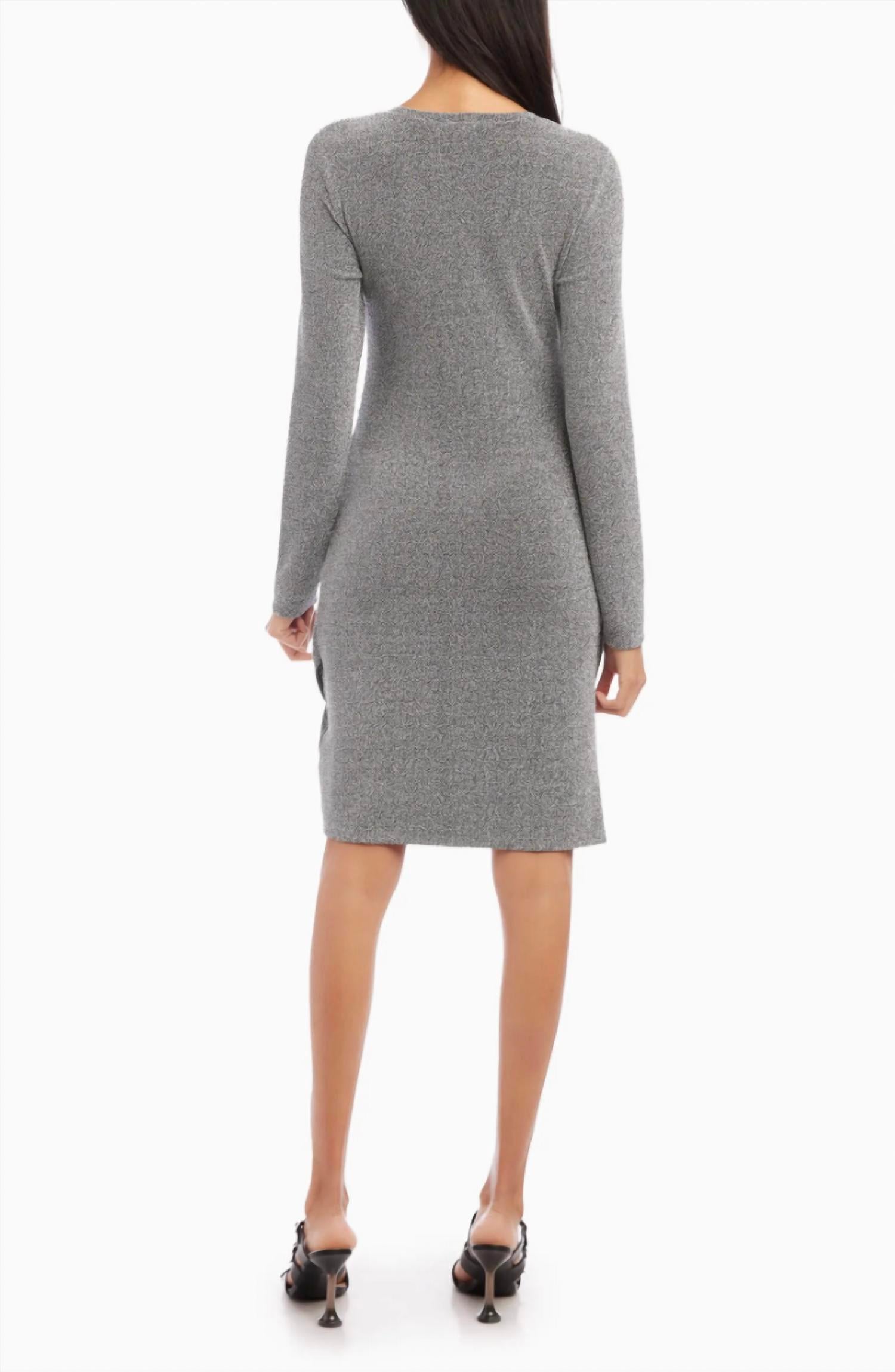 Fifteen Twenty Metallic Side Gathered Long Sleeve Cocktail Dress - women's dress - detail view