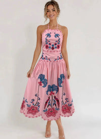 Fate - Linen Blend Scalloped Edge Embroidered Dress