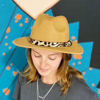 Ellison+Young - Women's Leopard Band Fedora Hat