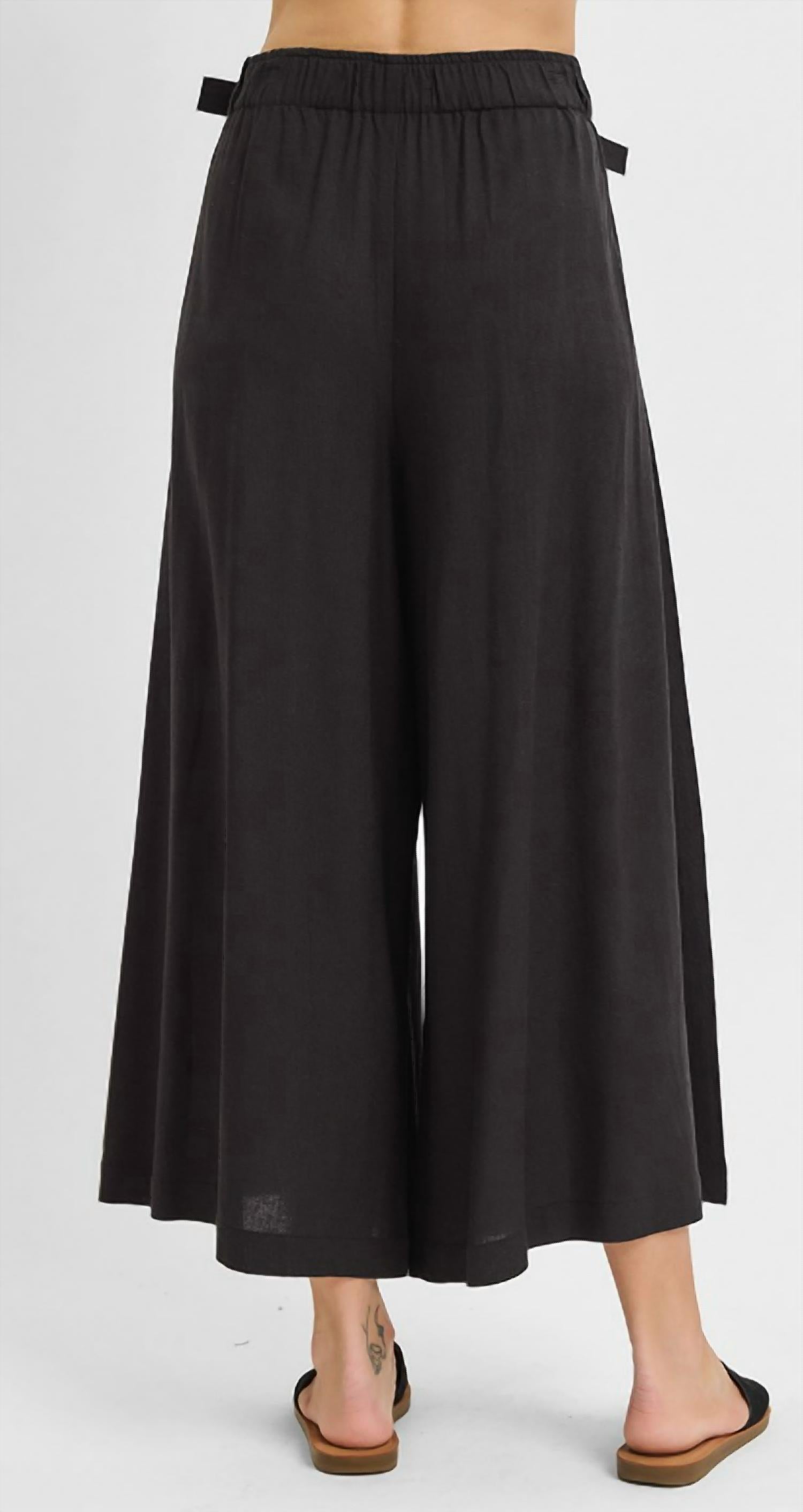 RISEN Wide Leg Linen Pants in black - women's pants - alternate view