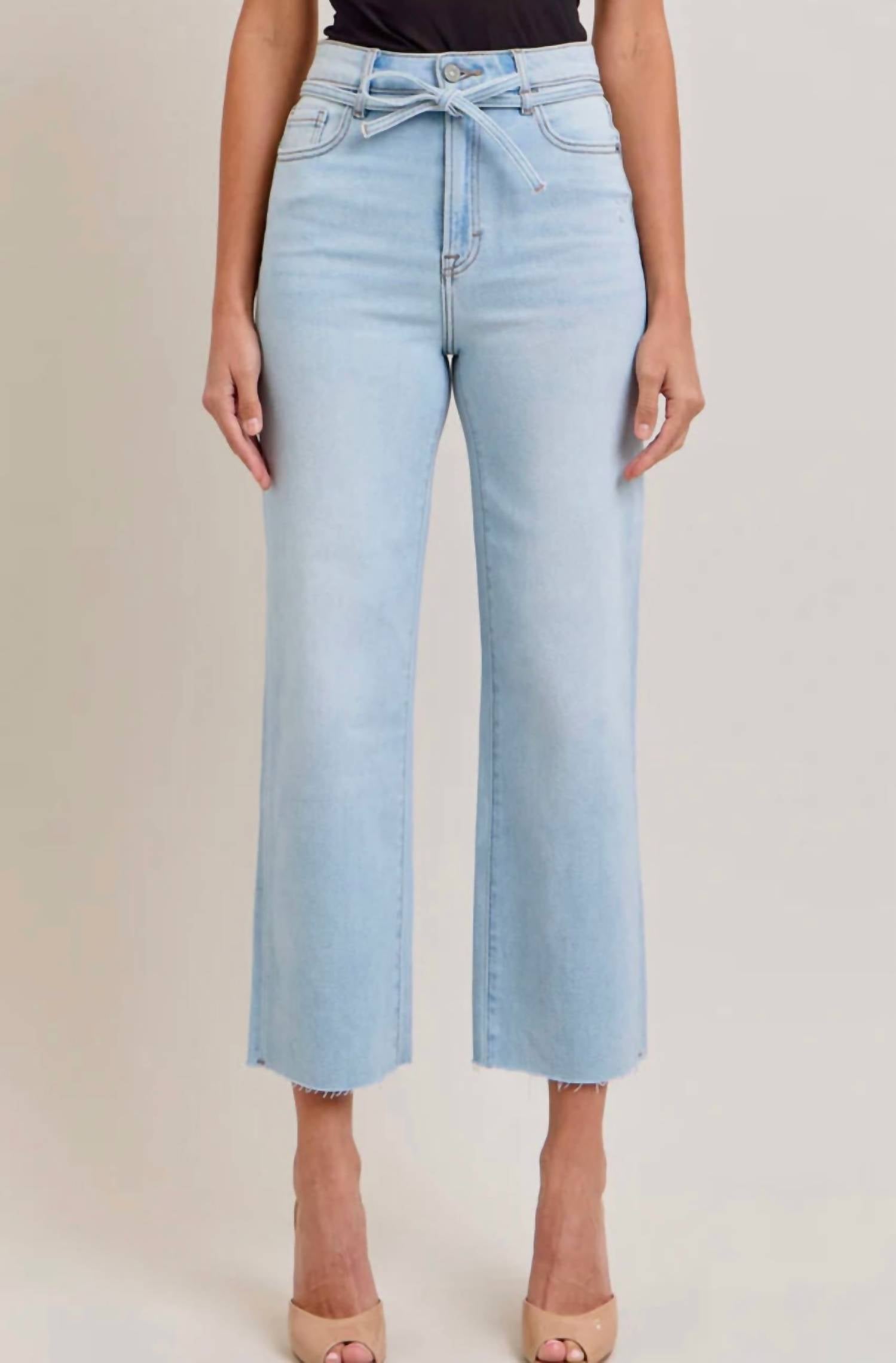 Hidden - Ella Tie Waist Straight Denim Jeans