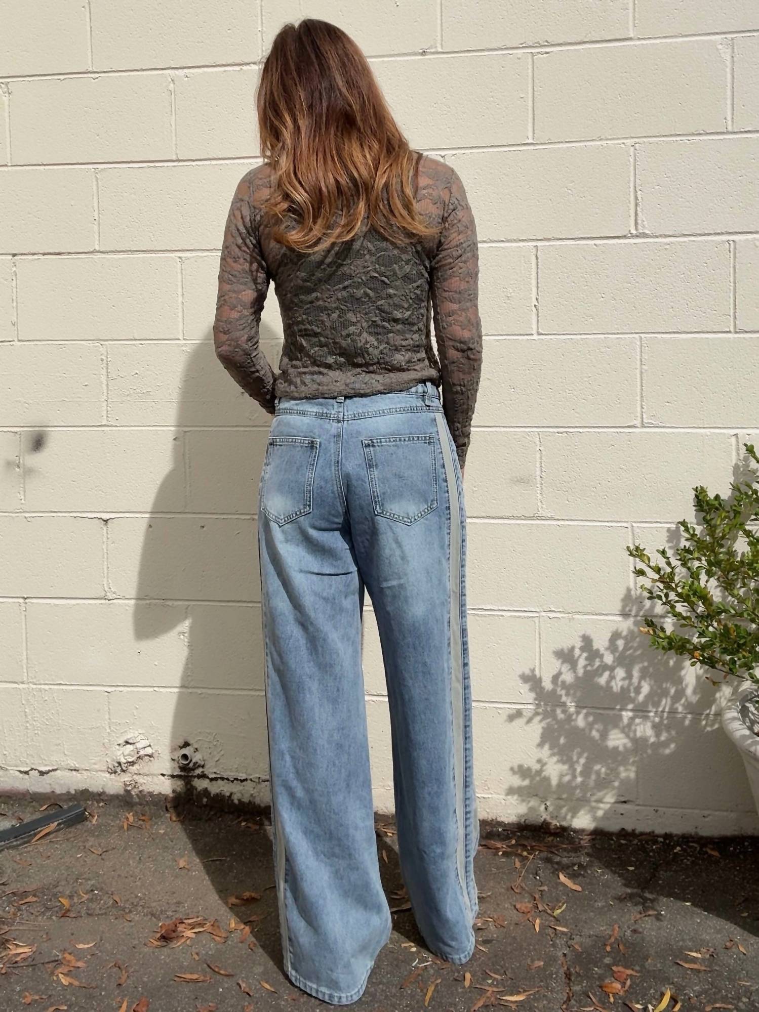 Aaron & Amber - Miley Stripe Slouchy Jeans