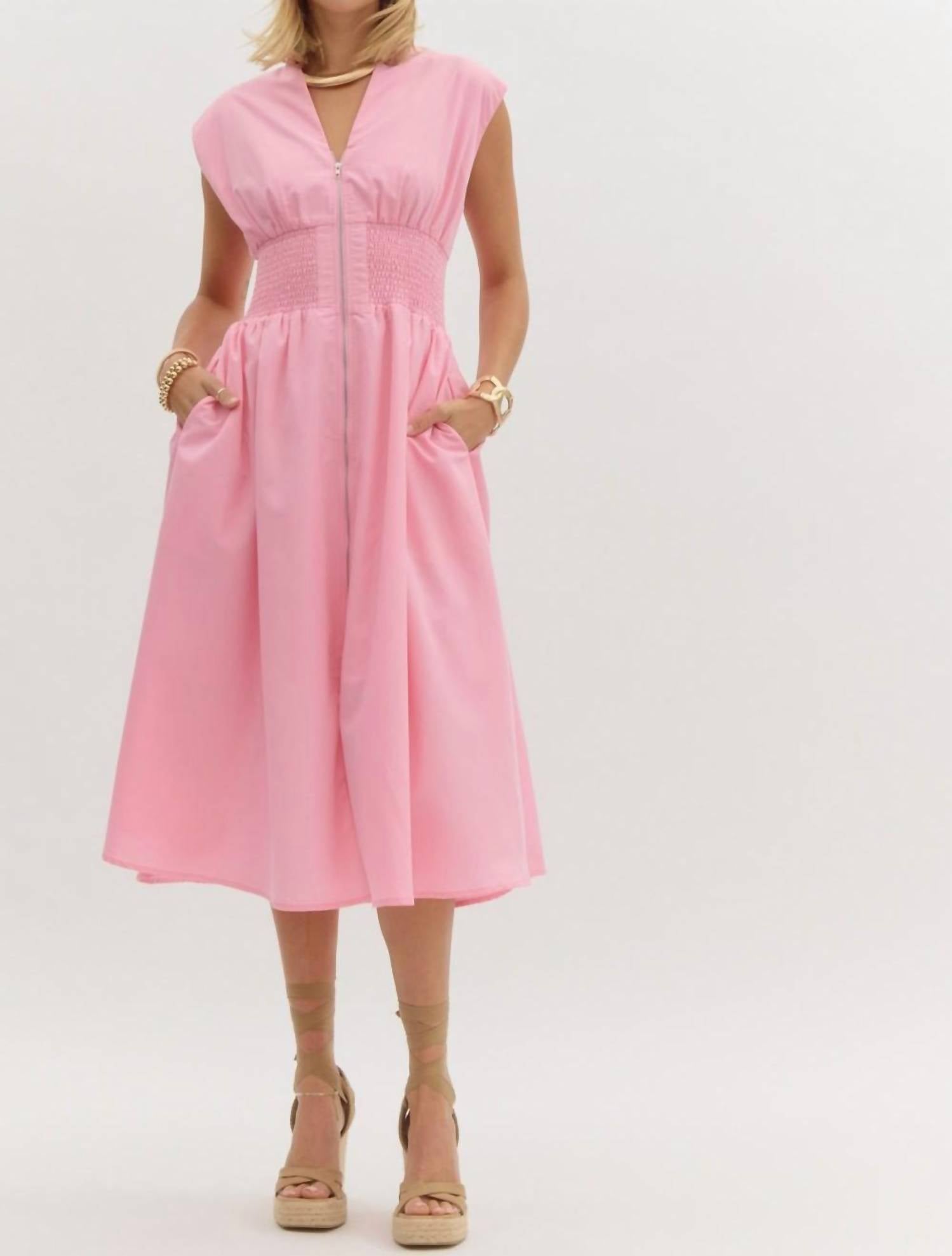 entro Sloane Midi Dress in pink - women's dress