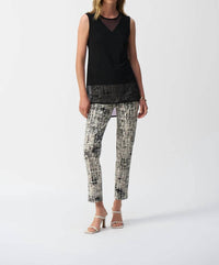 Joseph Ribkoff - Crew Neck Mesh Sleeveless Hi-low Top